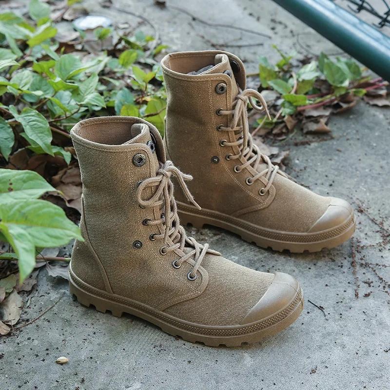 Chaussures de randonnée en plein air pour hommes, bottes de Combat tactiques montantes en toile, cha