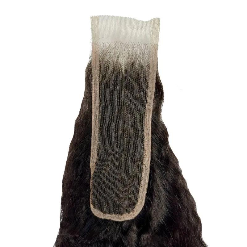 Perruque Lace Closure naturelle crépue lisse, 12-22 pouces, 2x6, dentelle suisse transparente, pre-p