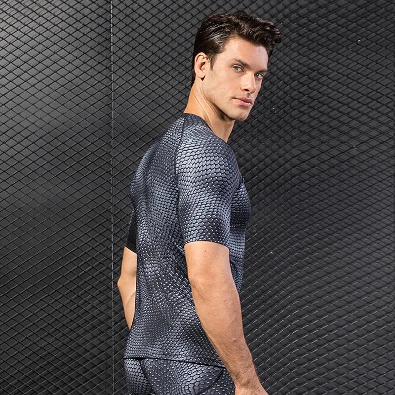 Chemise imprimée à compression pour hommes - T-shirt d'entraînement à séchage rapide pour la course