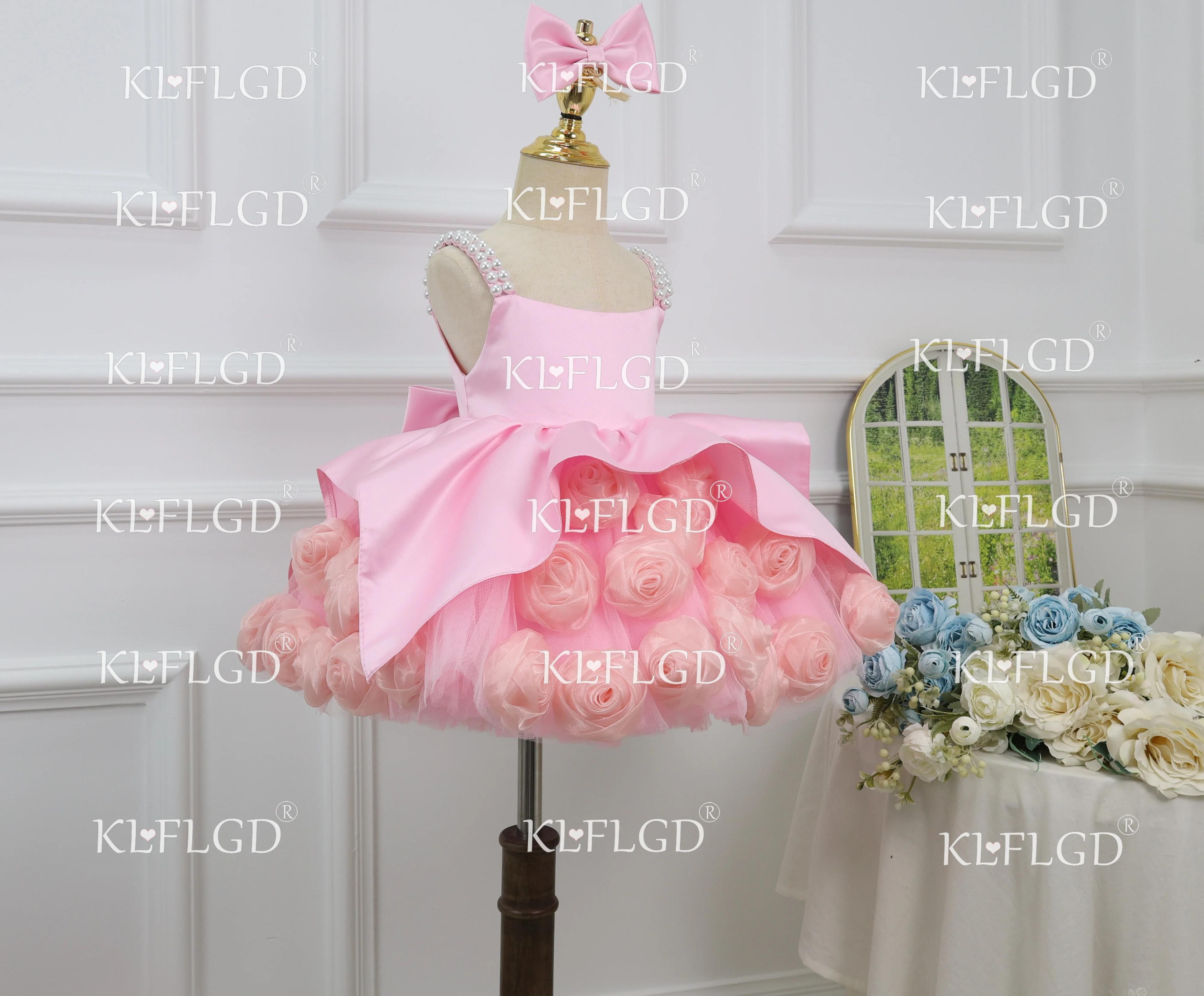 Robes de cérémonie pour petites filles, robe tutu rose, magnifique robe de soirée élégante, robe de