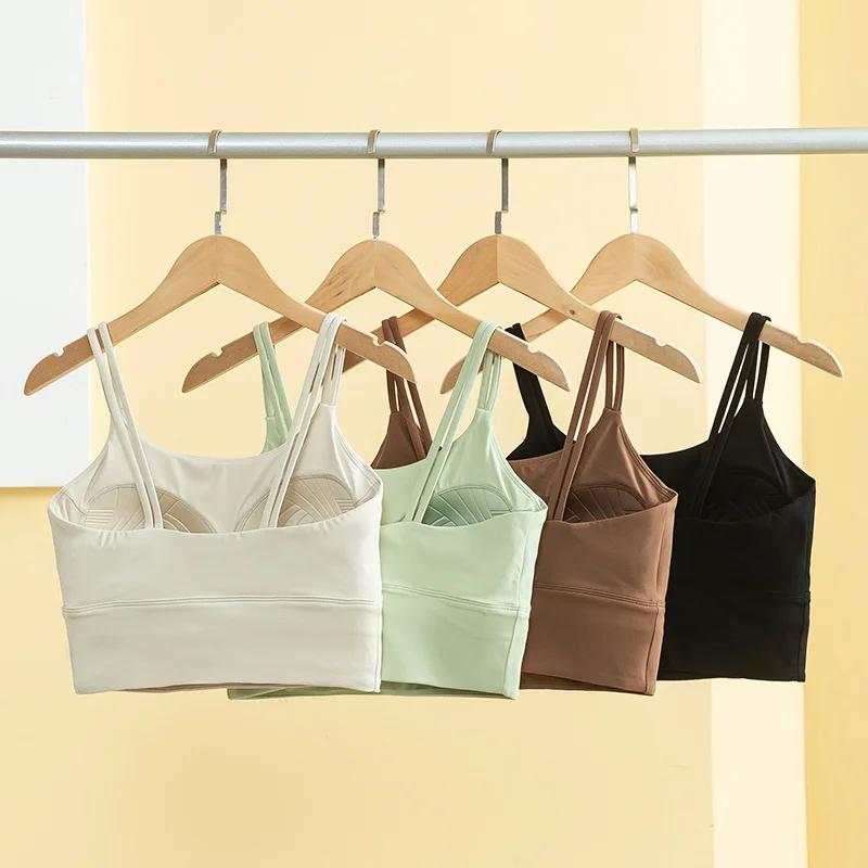 Soutien-gorge de sport sans couture pour femme, respirant, crop top de fitness, dos élégant, push-up