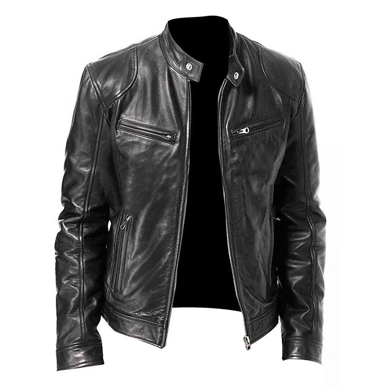 2024 vestes de moto en cuir homme décontracté mode moto manteau coupe ajustée revers vestes en polyu