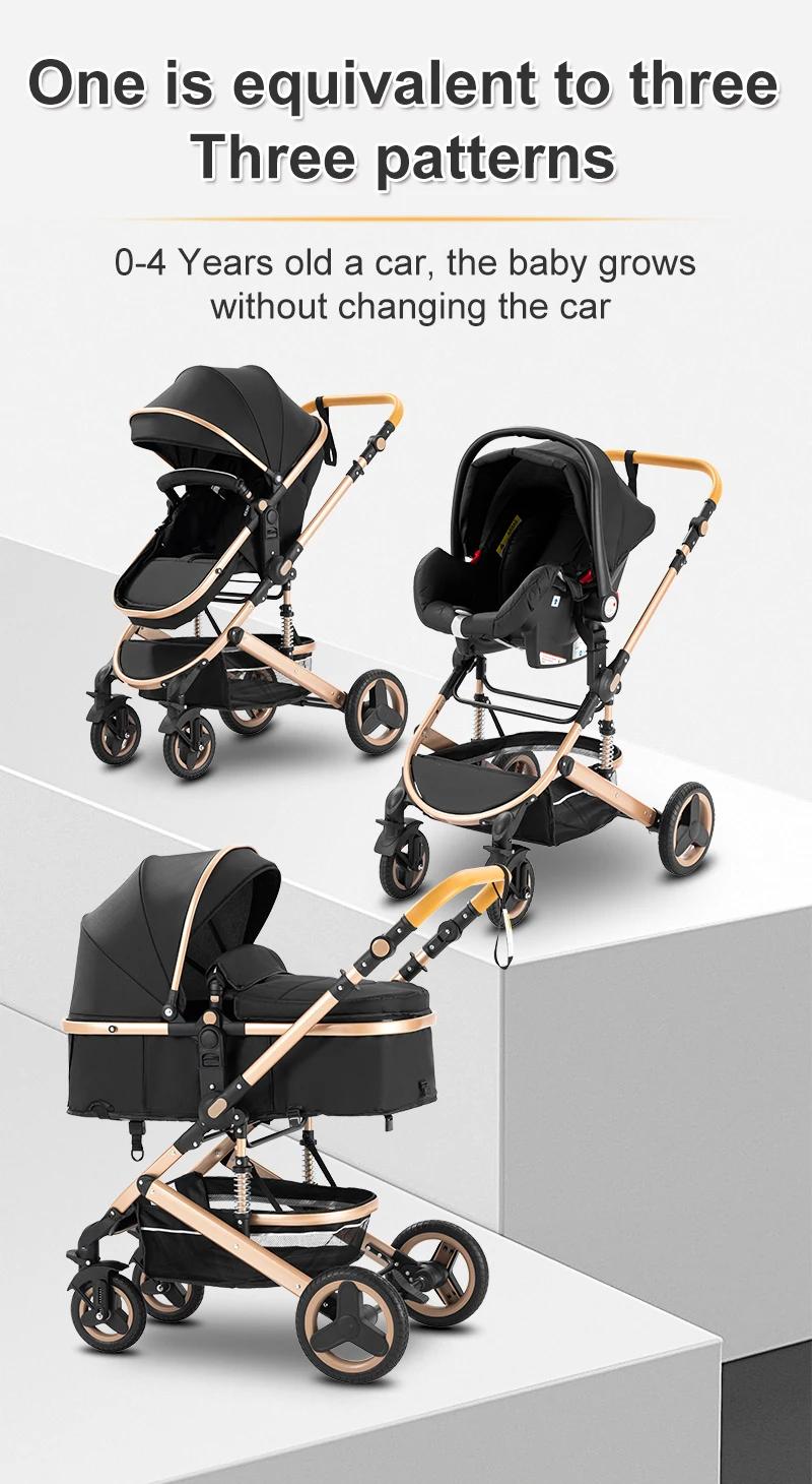 Poussette bébé 3 en 1 la plus récente, légère, avec siège haute, châssis en aluminium, système de vo
