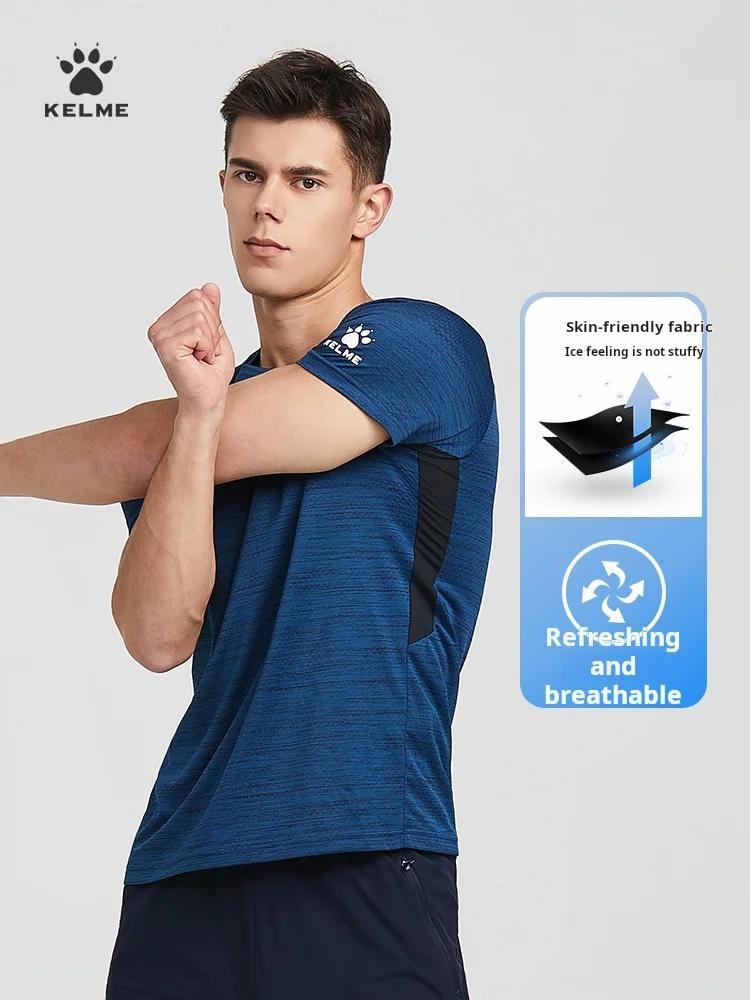 Kelme-T-shirt de course à manches courtes pour homme, haut de sport fin, respirant, séchage rapide,