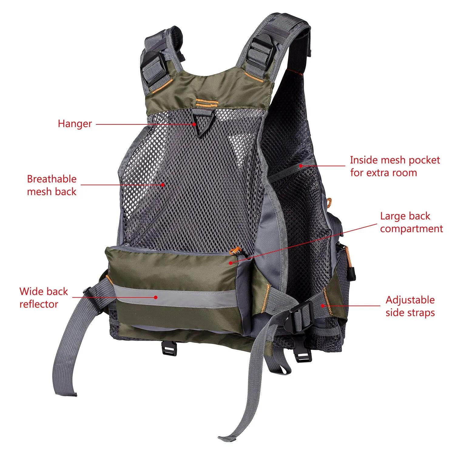 Bassdash respirant gilet de pêche Sports de plein air mouche natation gilet réglable
