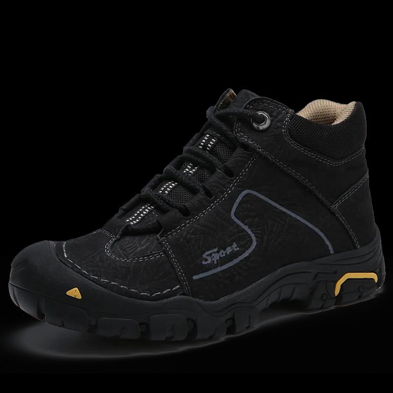 Chaussures de randonnée imperméables en cuir véritable pour hommes, baskets de marque, de randonnée,