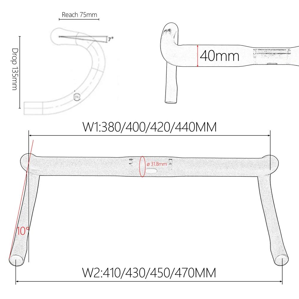 Kocevlo SL-Guidon de vélo de route en carbone ultra léger 150g, système de câblage interne compatibl
