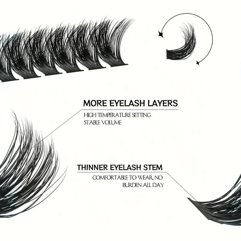 Kit d'extension de cils DIY, longueurs mixtes moelleuses de 10 à 16 mm, cils épais de 0,07 mm avec p