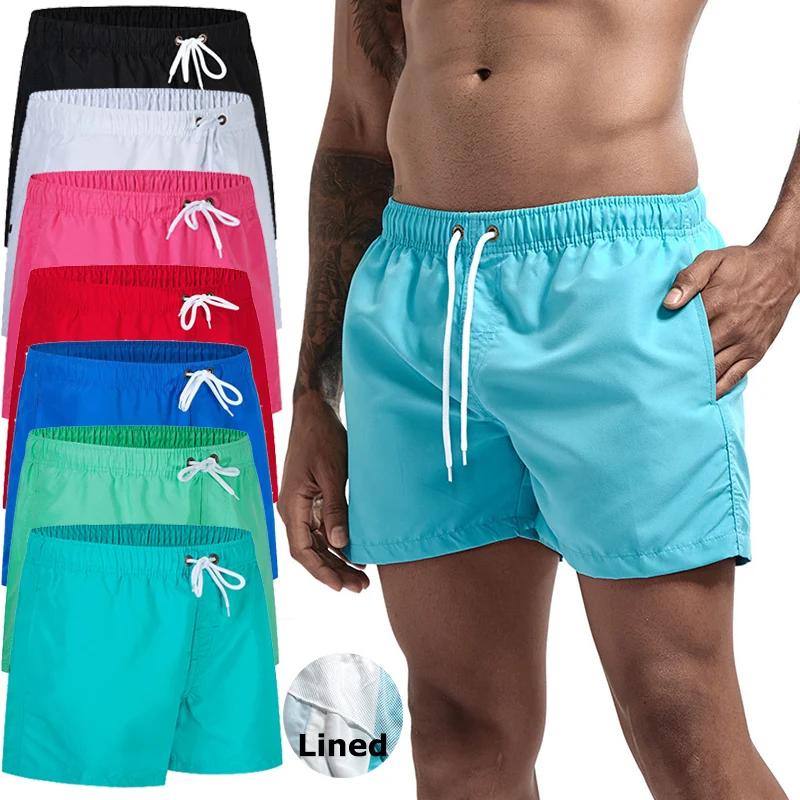 Maillot de bain pour hommes avec doublure en maille poches latérales short de plage solide séchage r