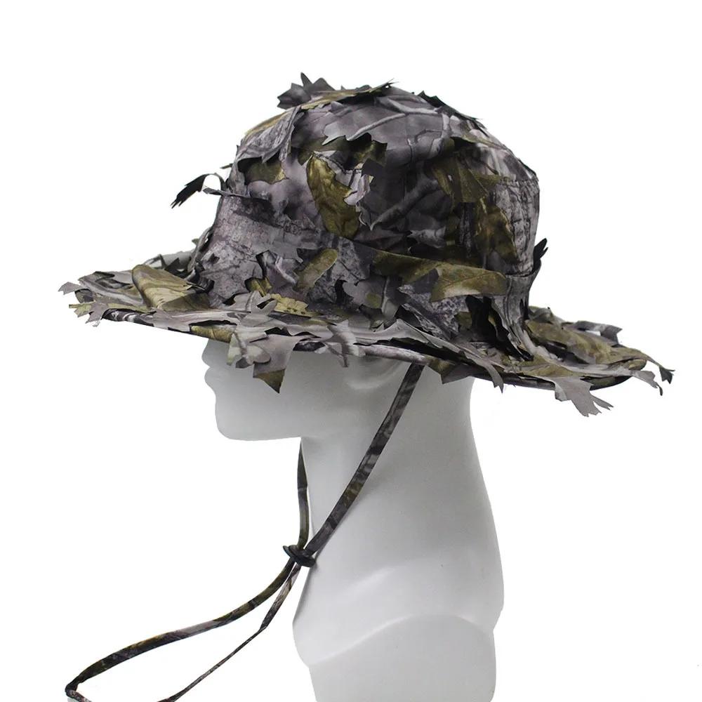 Chapeaux Boonie de Camouflage pour hommes, casquette tactique de Camouflage feuilles 3D, casquettes