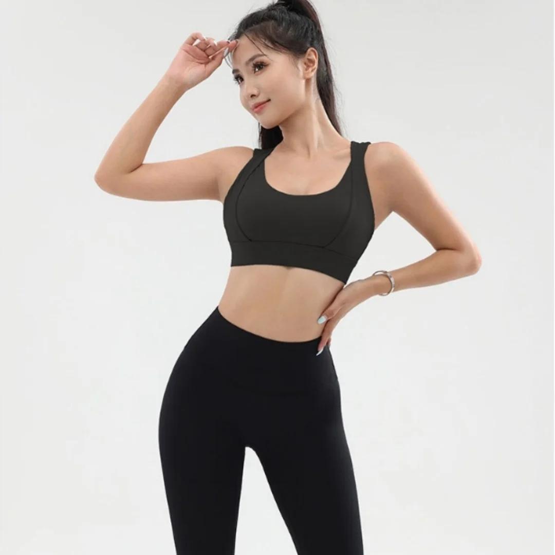 Soutien-gorge de sport femme respirant dos croisé - Brassière de fitness pour gym et running