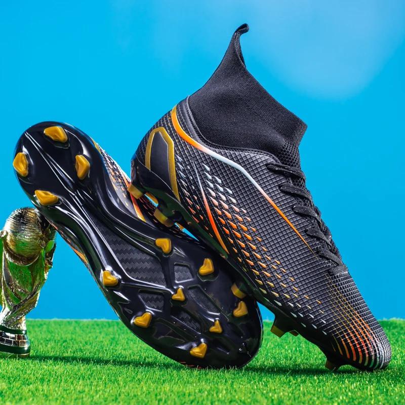 Chaussures de football respirantes unisexes pour match et entraînement sur gazon et futsal