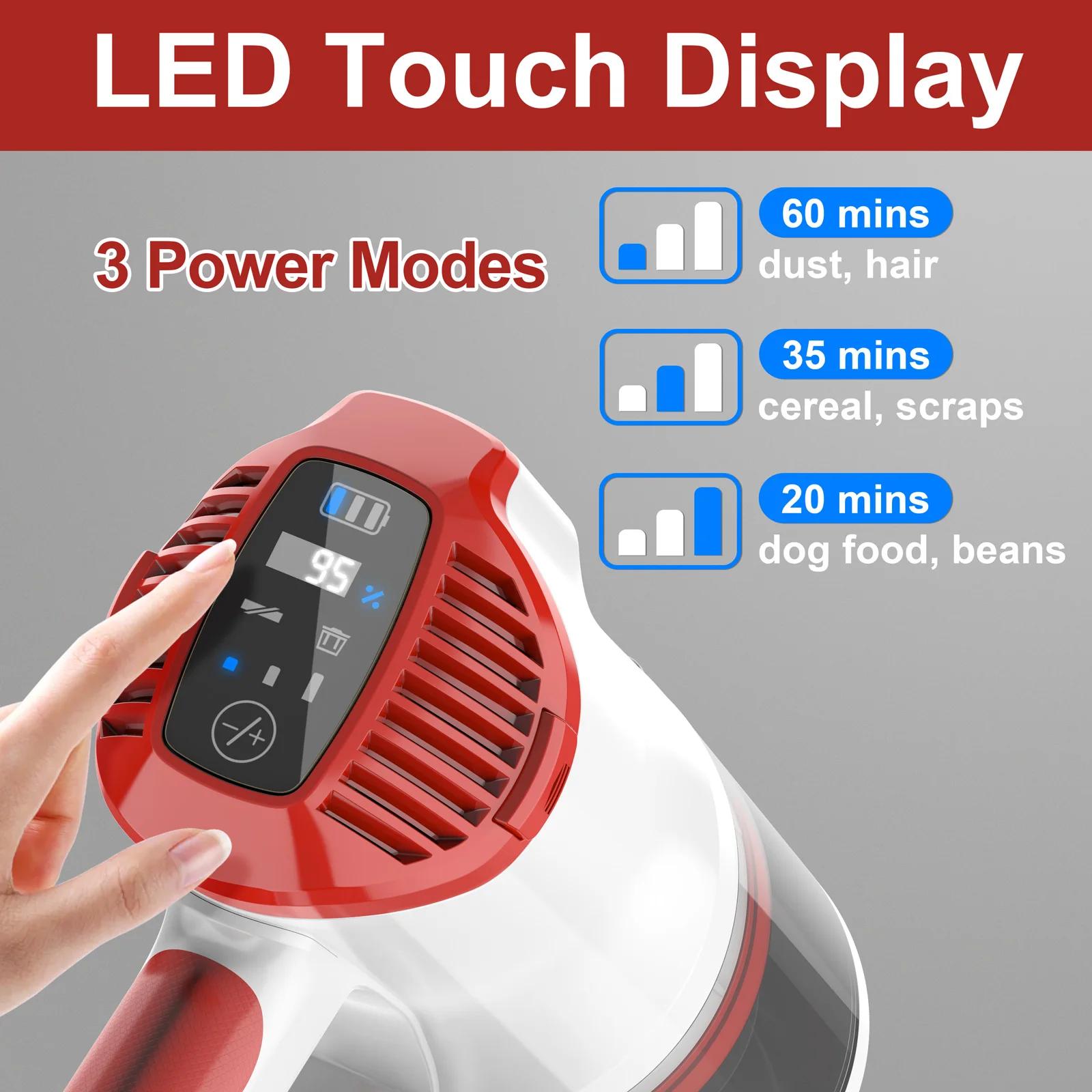 Aspirateur sans fil léger 8 en 1 avec écran LED, aspirateur balai sans fil, 300W, 28Kpa, UMLo V111