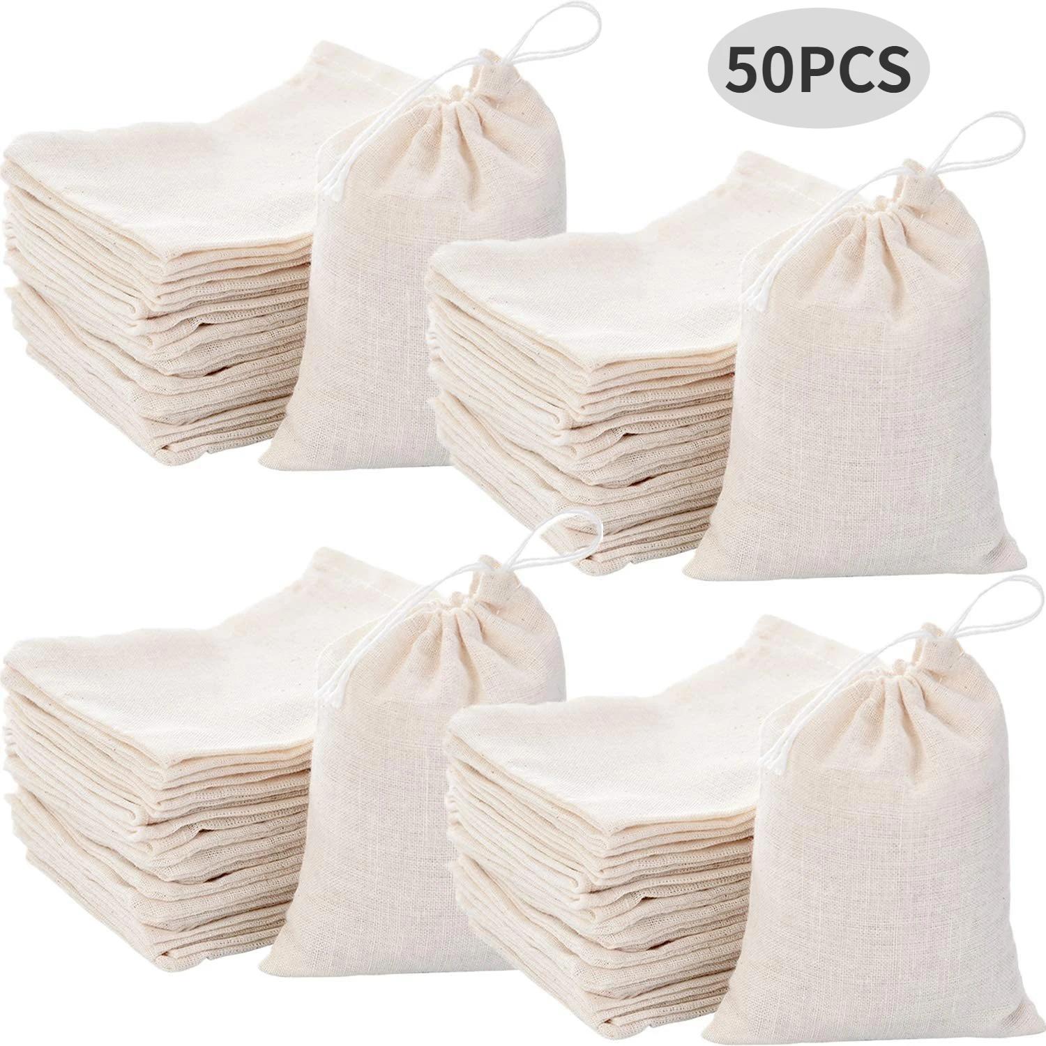 Sac en tissu de gaze de coton pur, 50 pièces, sac filtre à aspiration unique, assaisonnement marinad