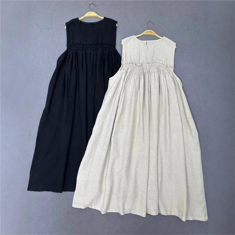 Johnature décontracté sans manches nouveau Style robe pour les femmes été décontracté ample Simple t