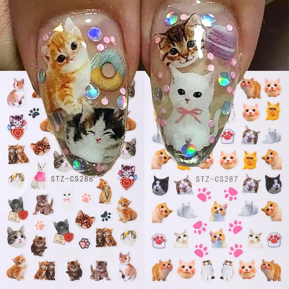 Joli chien chat Animal lapin 3D dessin animé coréen gribouillage Relief auto-adhésif Nail Art autoco