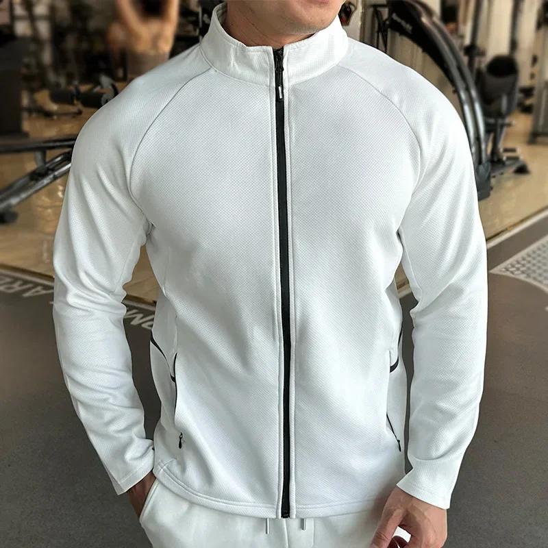 Veste de sport à manches longues pour homme, maillot zippé, t-shirt à séchage rapide, maillot de fit