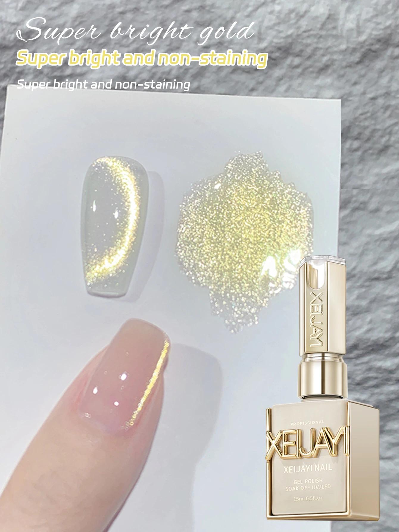 Vernis à ongles Gel œil de chat glace pilée poire de neige 15ml, Gel UV/LED brillant sans bulles à s