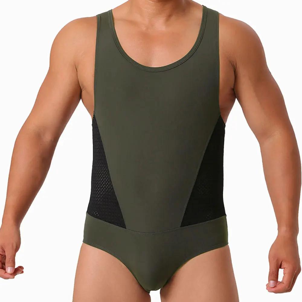 Justaucorps Sexy maillot de corps hommes Sport GYM body chaud bas de corps élasticité combinaison lu