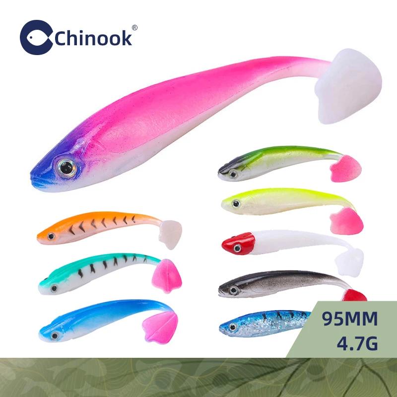 Chinook SoftBait leurre 90mm grande queue de pagaie Shad Swimbait 5 pièces ensemble Wobblers Silicon