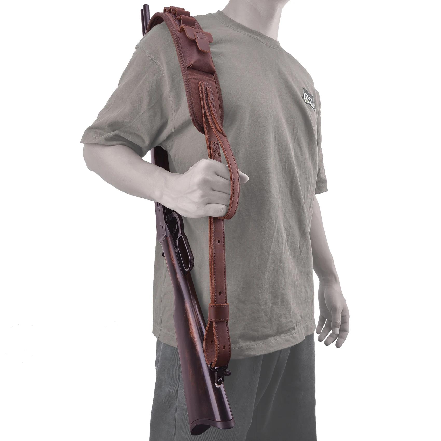 Sangle de transport en cuir pour fusil de chasse, écharpe de munitions, ceinture de odorréglable pou