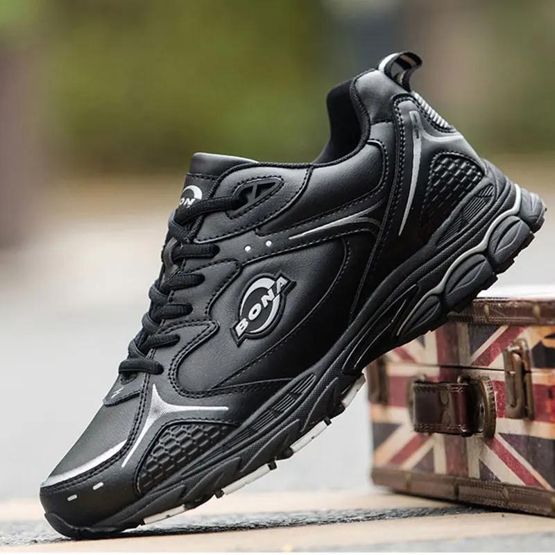 Chaussures de course homme BONA en cuir - Baskets confortables pour jogging et sport en plein air