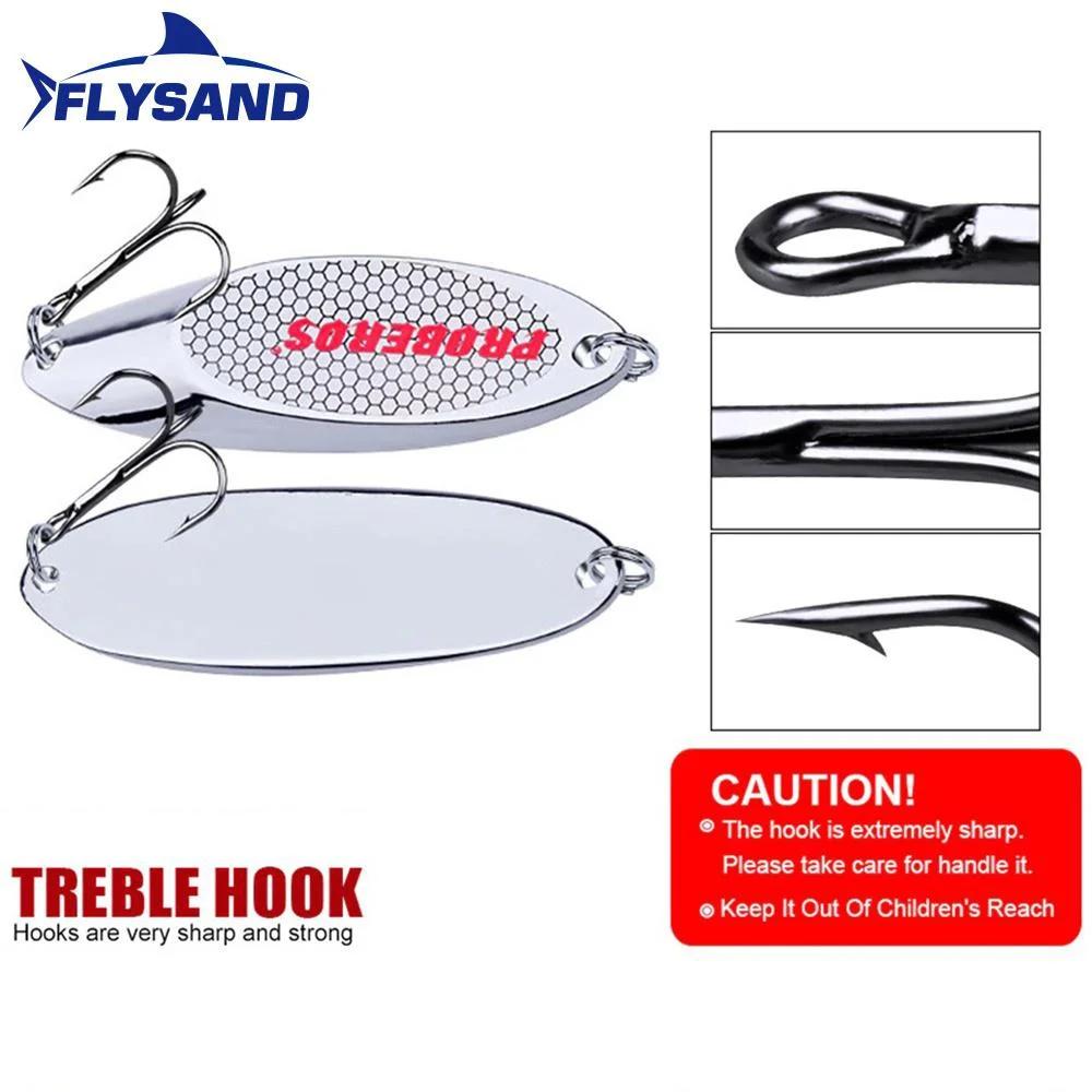 FLYSAND appât dur cuillère en argent leurre de gabarits crochet triple en métal lame de moulage Spin
