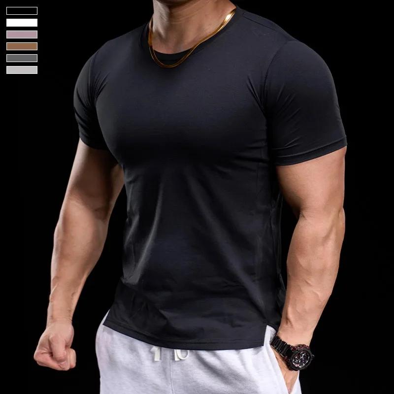 Vêtements d'entraînement de Fitness pour hommes, T-shirt de sport serré à manches courtes, respirant