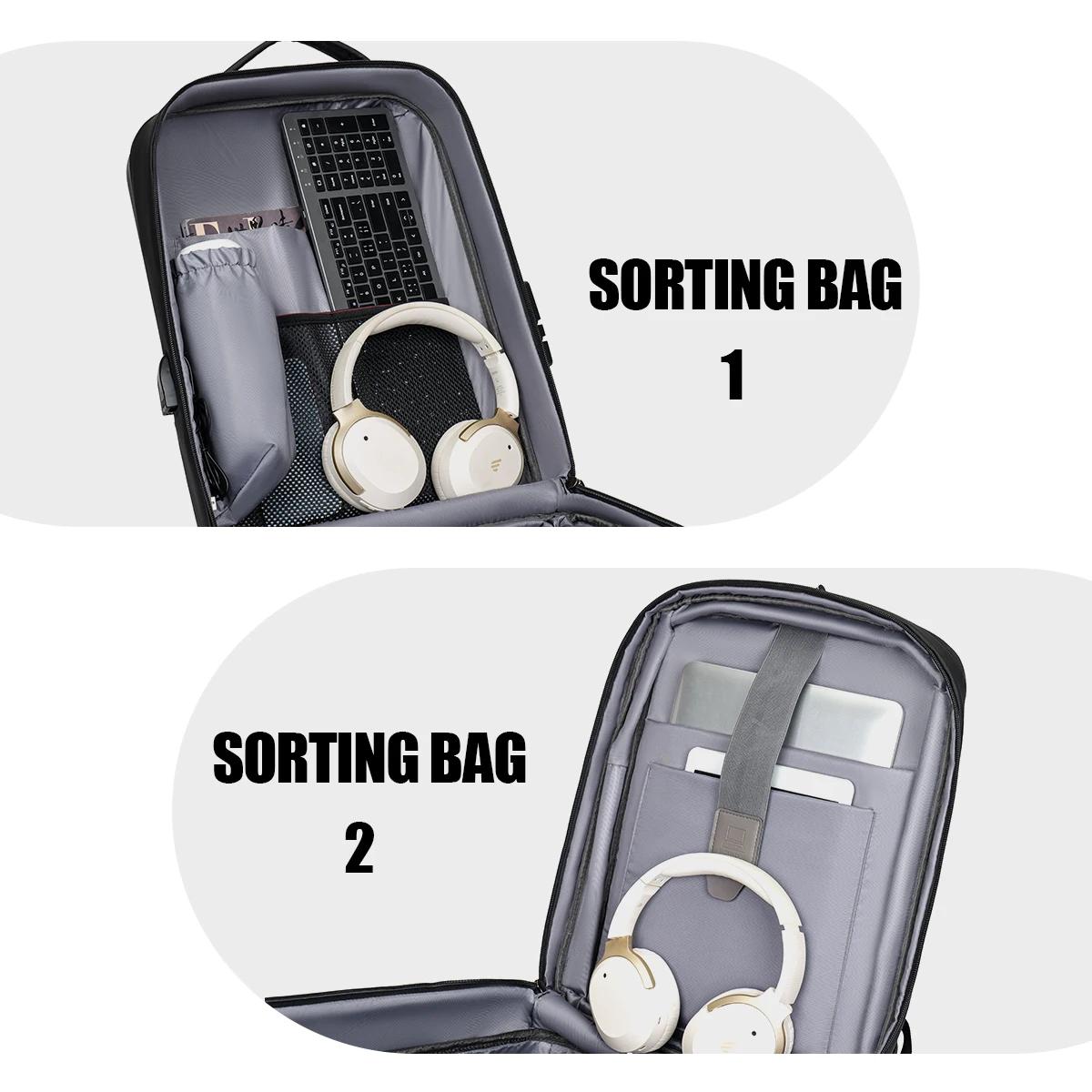 Sac à dos d'ordinateur extensible pour hommes, grande capacité, voyage d'affaires, sac à bagages, je