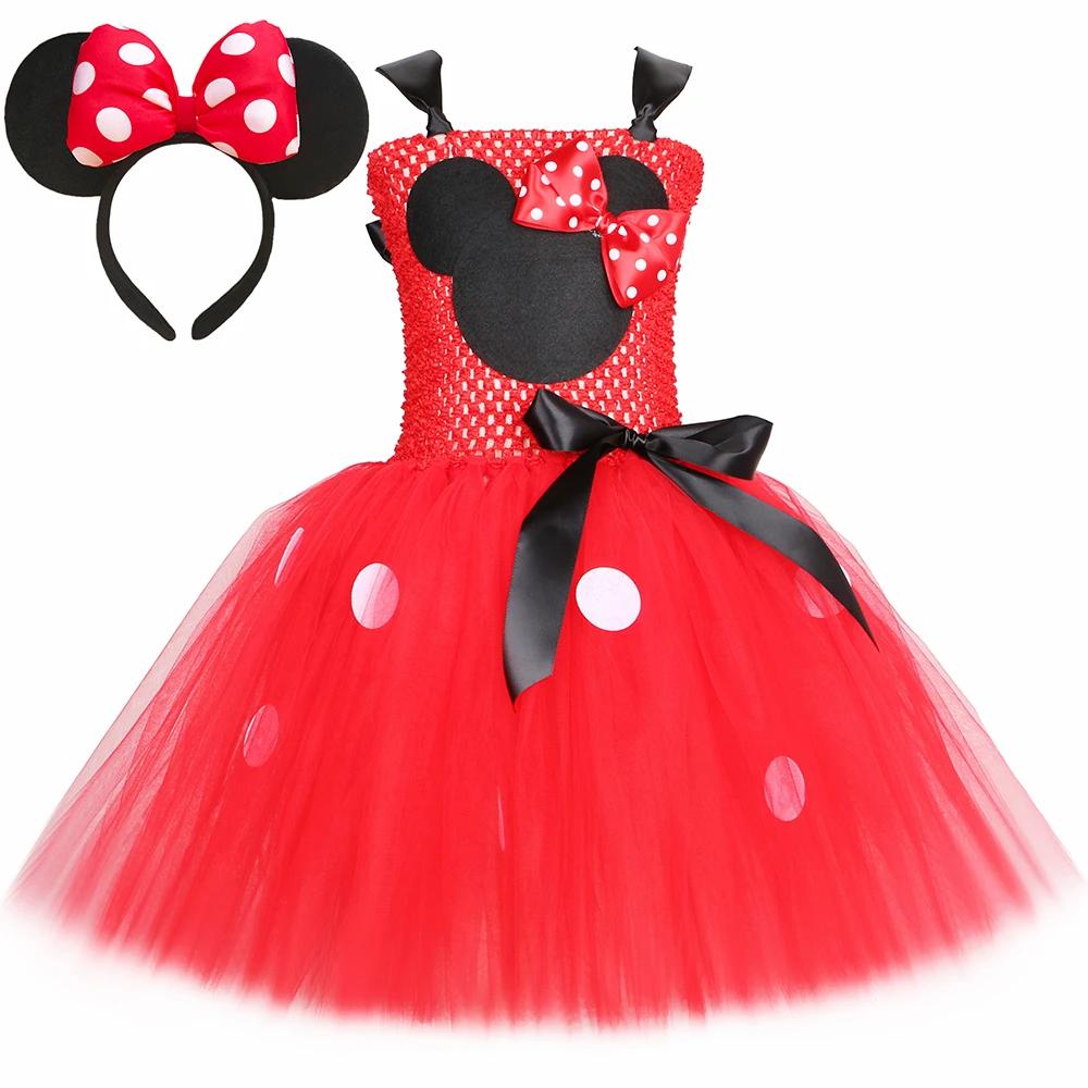 Filles rose rouge Minnie Tutu robe Costume à pois enfant en bas âge filles fantaisie princesse habil