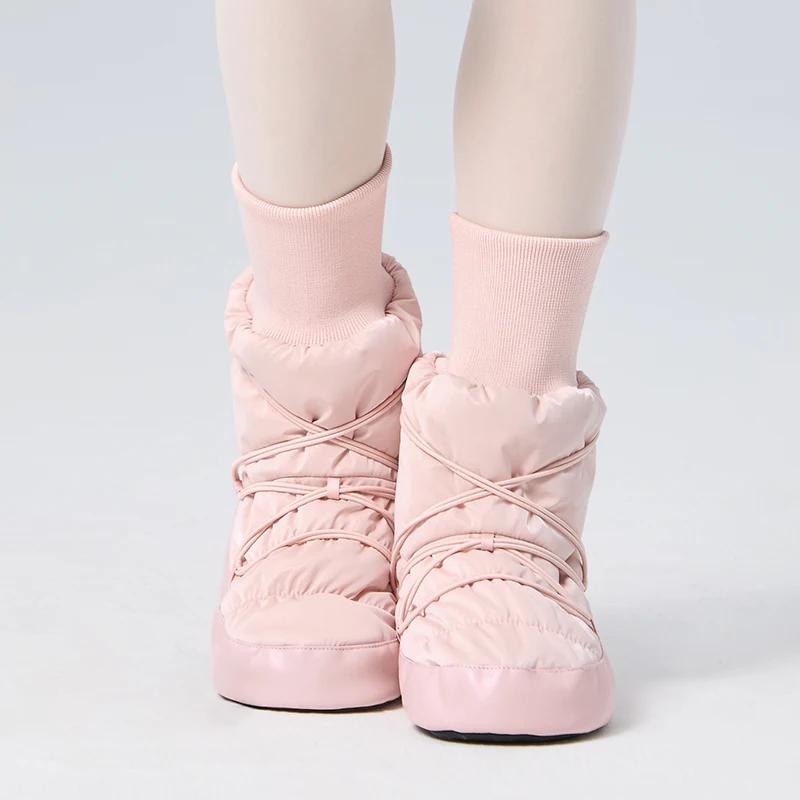 Bottes de ballet montantes chaudes pour femmes et filles - Poignets élastiques noires pour ballerines d'hiver