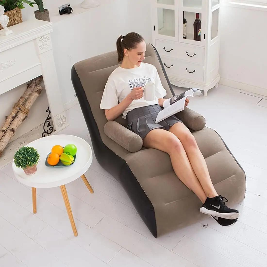 Canapé paresseux pliant, chaise longue gonflable, plis épais et durables, chaise longue de jeu compa