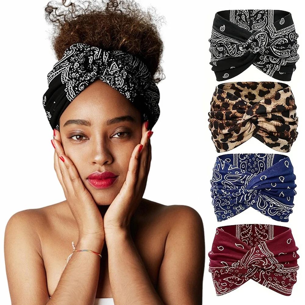 Bandons larges torsadés pour femmes Extra Large Turban Workout Band Band Fashion Yoga Bands Boho Twi