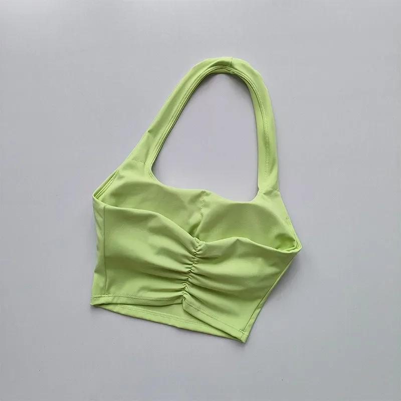 Camisole yoga rembourrée dos nu sexy femme haut court gymnastique soutien-gorge fitness respirant