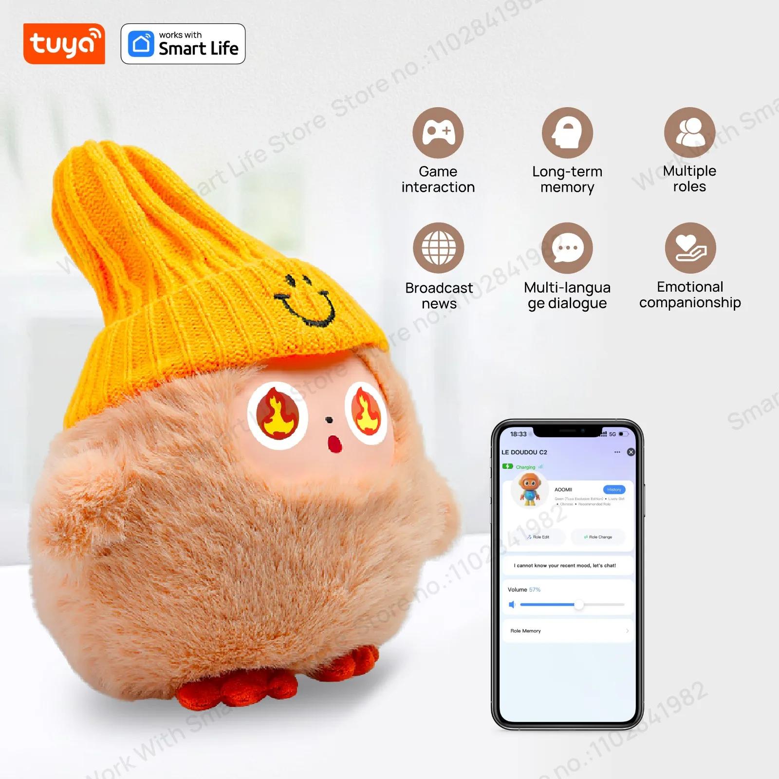 Jouet en peluche mignon Nunu-AI avec voix intelligente et yeux LED, compagnon interactif prêt et rec