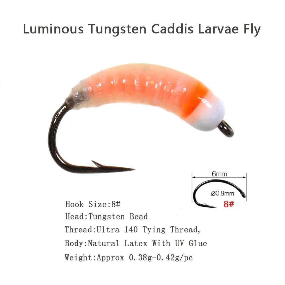 Vtwins 4 pêche sur glace lumineux tungstène perle tête nymphe Bug ver mouche Caddis larve insectes a