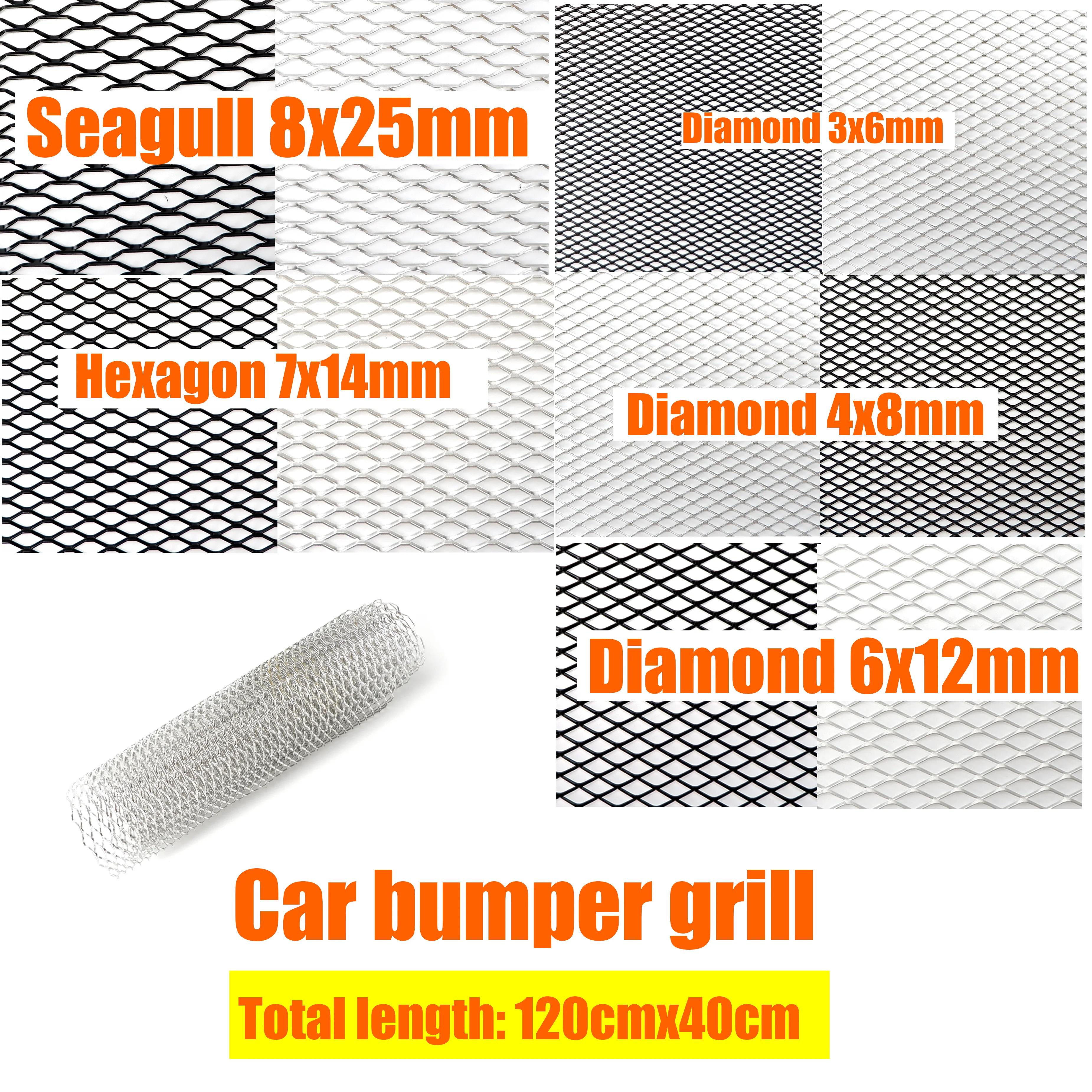 120 cm x 40 cm aluminium voiture de course camion pare-chocs Grille gril maille filet évent noir arg