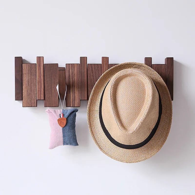 Porte-manteau mural en hêtre et noyer, bâtons de Piano, porte-vêtements créatif suspendu pour porte