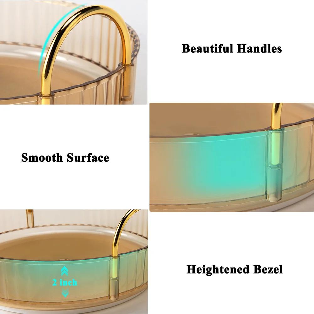Commode de maquillage rotative pour vanité, commode cosmétique transparente de grande capacité pour