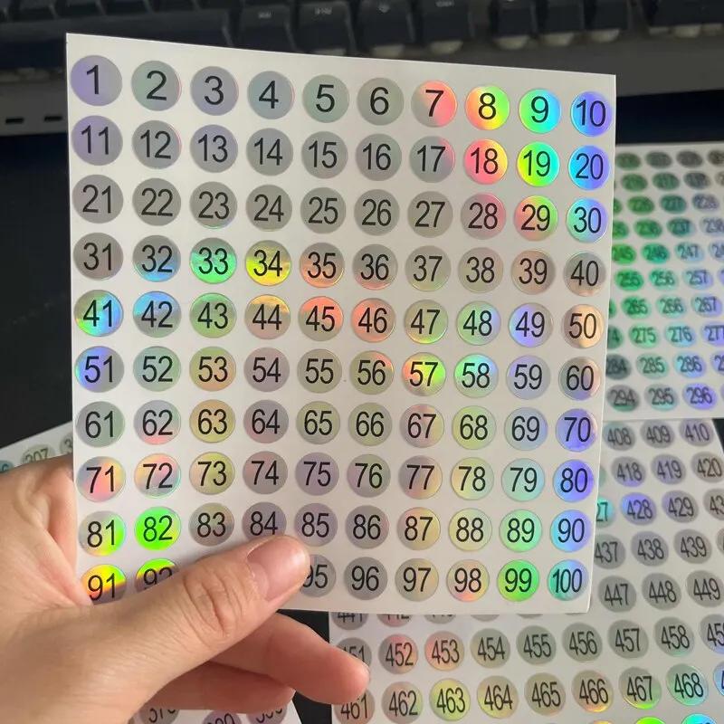 Étiquette autocollante avec numéro Laser, 5 feuilles (1-500), pour vernis à ongles, affichage des po