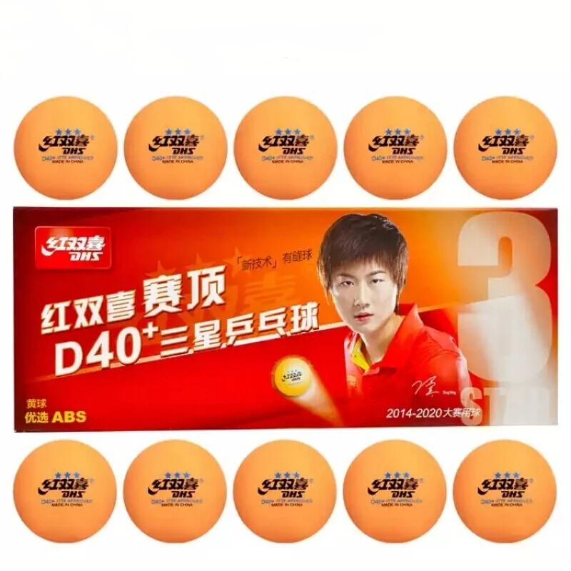 Balle de tennis de table DHS 3 étoiles D40 +, 50/100 balles, nouveau matériau cousu, plastique ABS,