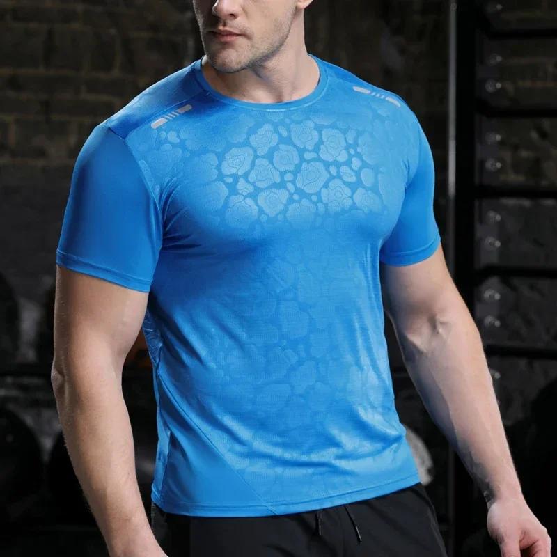 Hommes course Compression T-shirt coupe sèche à manches courtes Sport t-shirts mâle gymnase Fitness