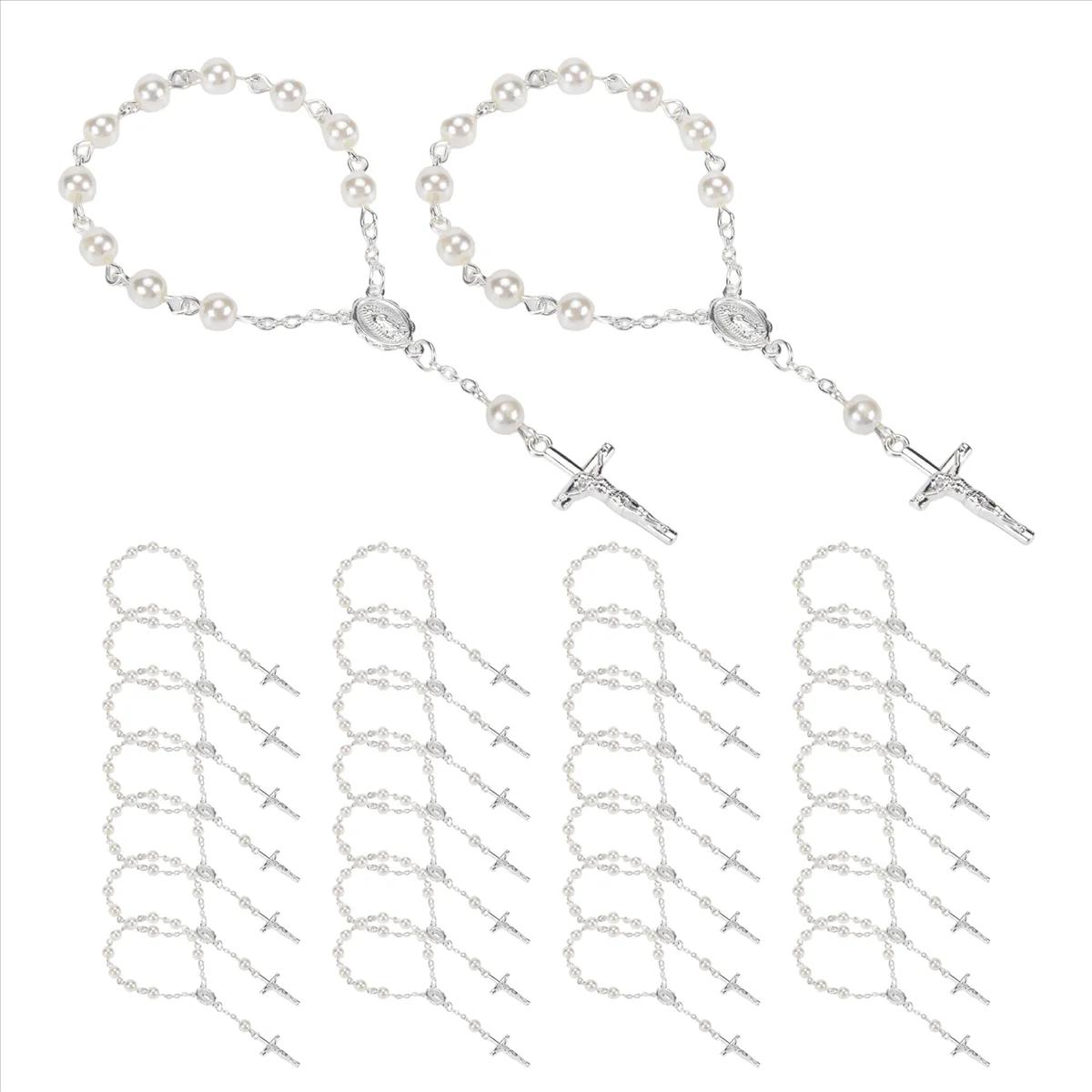 Chapelet de baptême en fausses perles, 30 pièces, pour communion