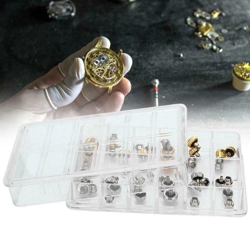 Couronnes de montre étanches, outils de réparation de remplacement assortis avec boîte, 48 pièces