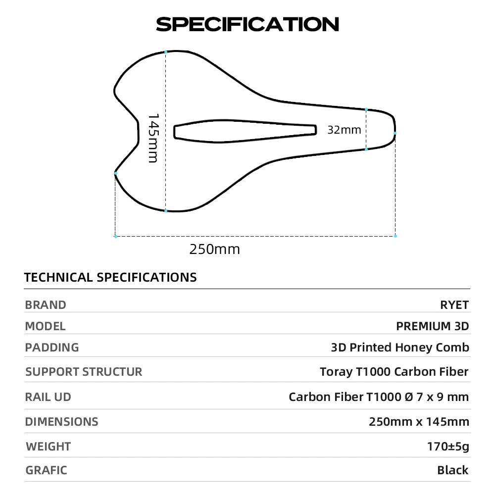 RYET carbone 3D-imprimé selle de vélo ultraléger selle de vélo pour hommes femmes Triathlon route vt