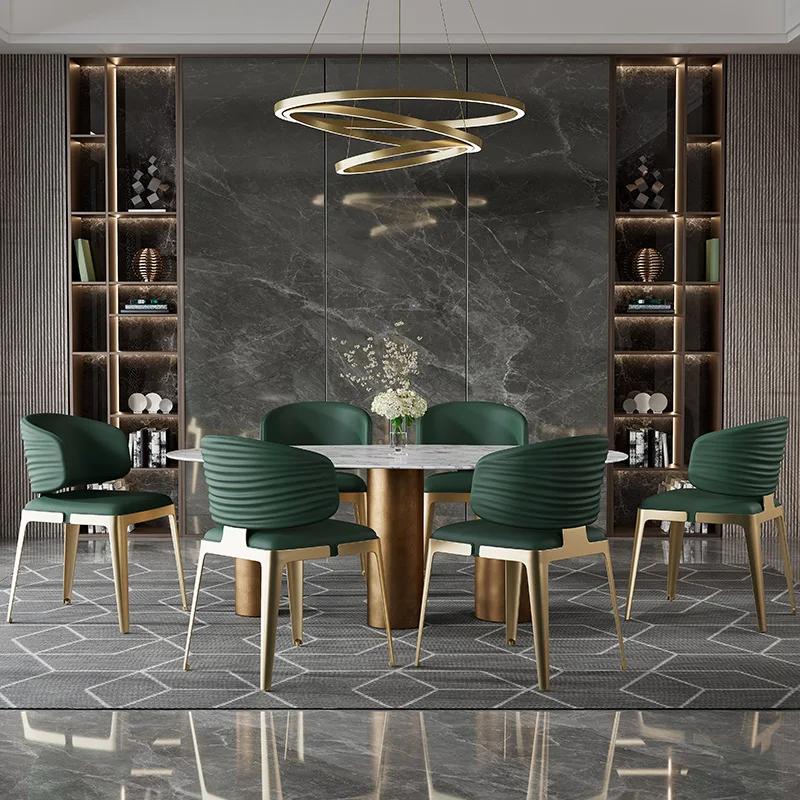 Chaise de salle à manger de luxe légère italienne, simple et moderne, en acier inoxydable, pour la m
