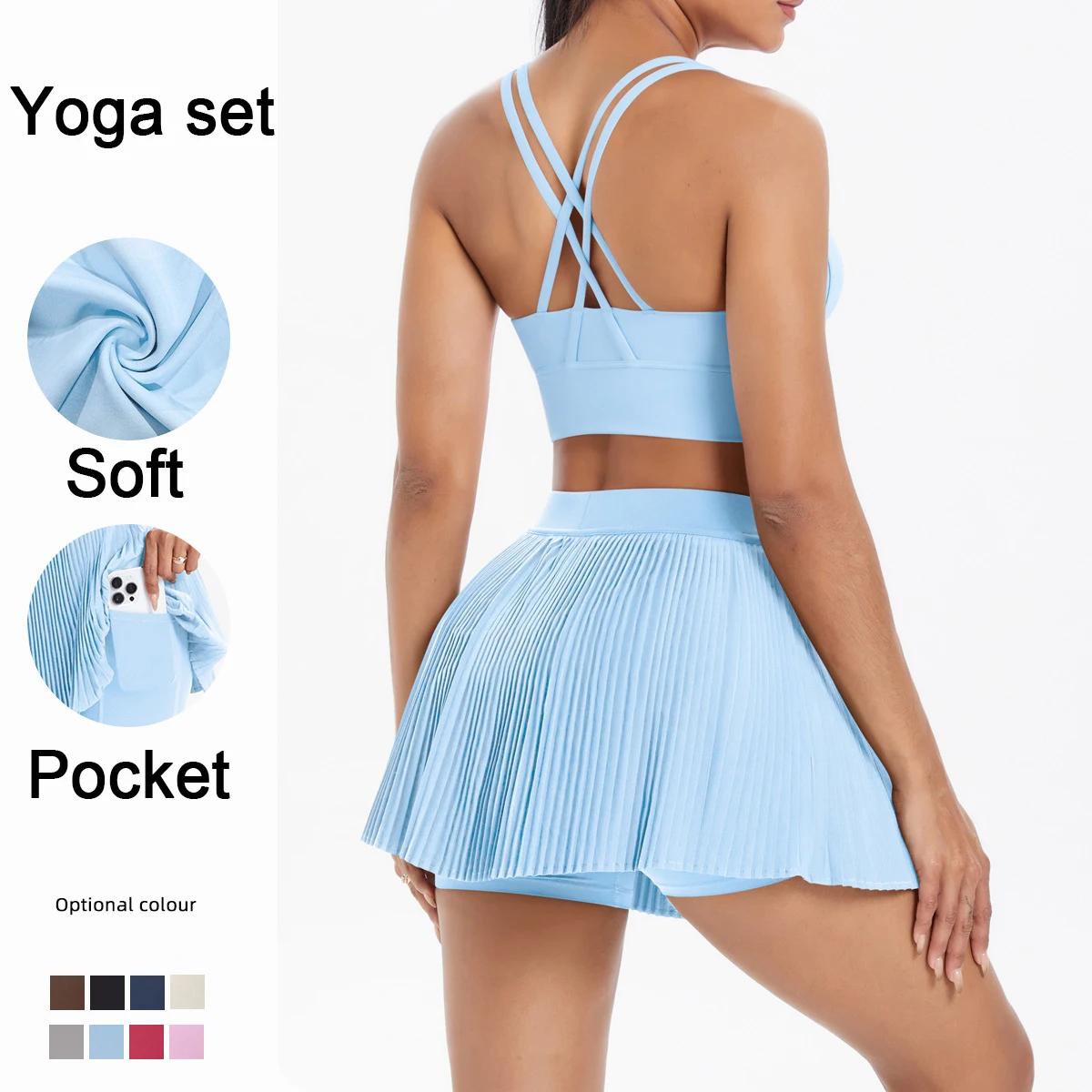2 pièces nouveau ensemble de Yoga Sexy dos nu bretelles croisées soutien-gorge de sport mode respira