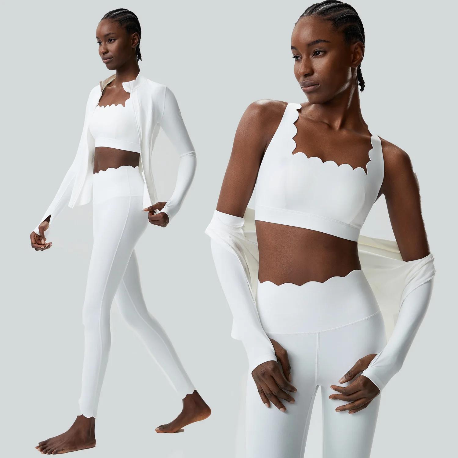 Ensemble de yoga et fitness 2/3 pièces pour femmes, couleur unie, tenue de sport extensible et douce