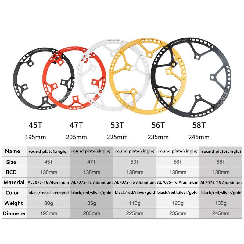 Litepro BMX 45T/47T/53T/56T/58T AL7075 roue à chaîne 170mm anneau de chaîne de manivelle vitesse uni