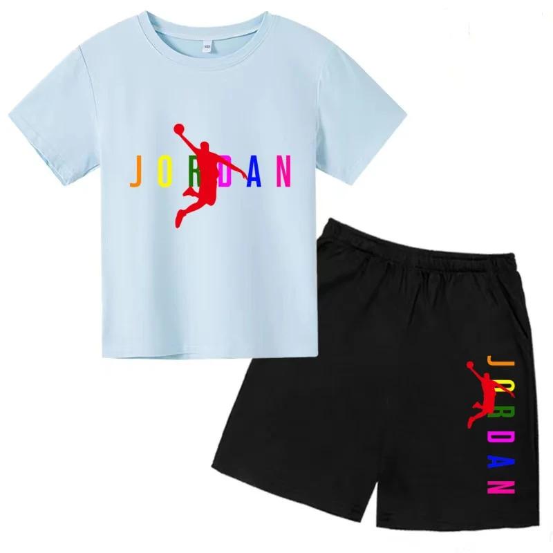 Vêtements d'été pour enfants, T-shirt + short, ensemble de sport décontracté à manches courtes, moti